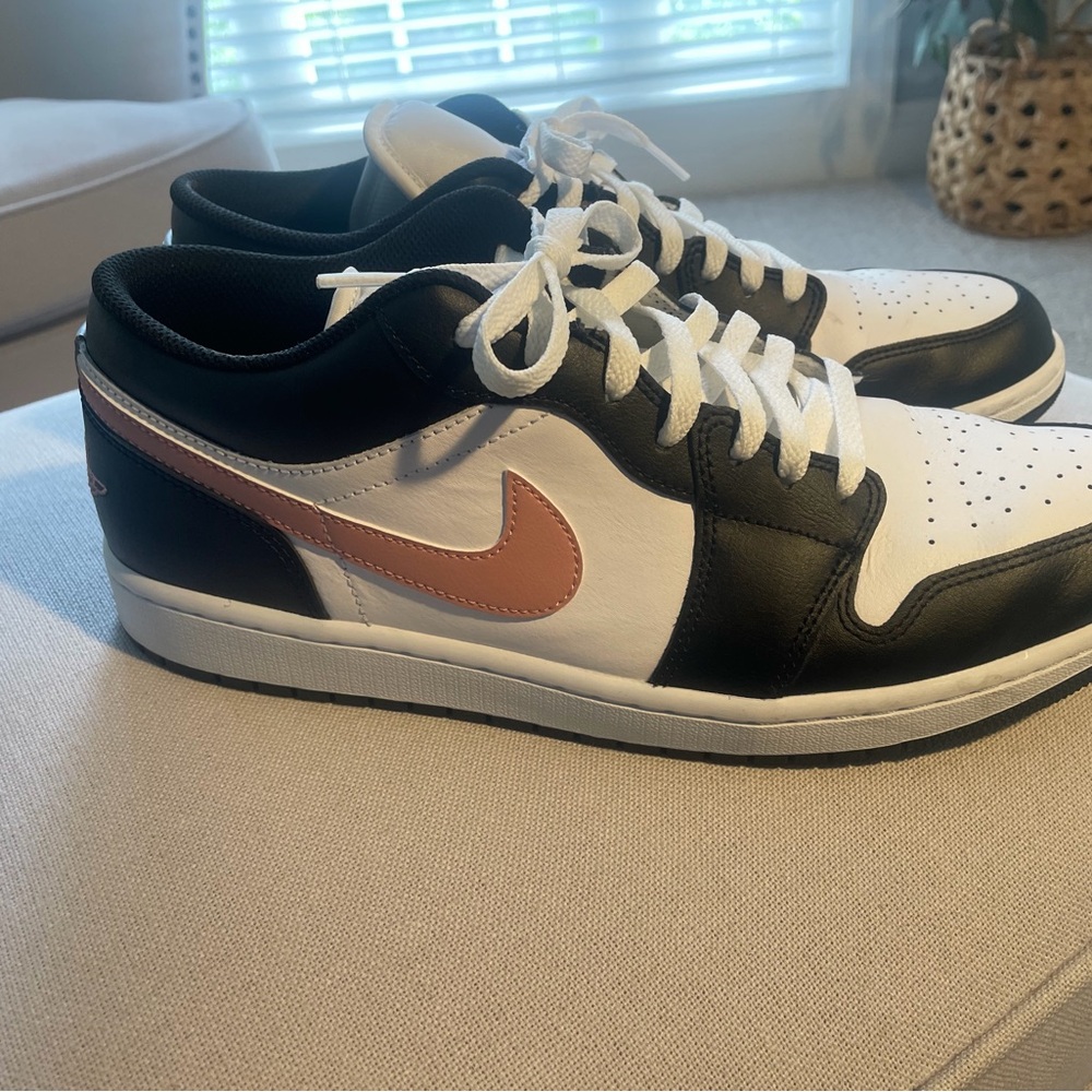 Nike Air Jordan 1 Low Men's - Black/White/rust Pink Swoosh. Perfect 4 prom - Picture 8 of 11